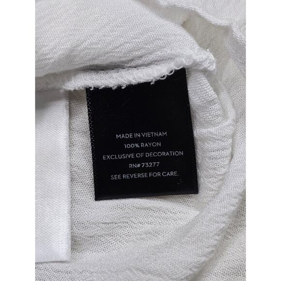 Simply Vera Wang Womens Sz Small White Black Long Sleeve Top Shirt Blouse Floral - Picture 9 of 10